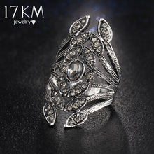 Fashion Design Gun Black Color Crystal Flower Rings for Women Rhinestone Jewelry Punk