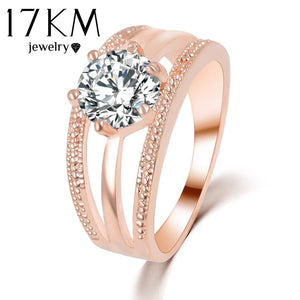 Austrian Crystals Ring Rose Gold Color anelli Flower Ring bague Engagement anillos anel Rings