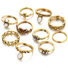 10pcs/Set Gold Color Flower Midi Ring Sets for Women Silver Color Boho Beach Vintage