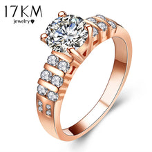 Geometry Cutting Stone Crystal Square Rings For Women Rose Gold Color Anniversary Wedding Ring