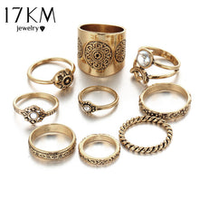 9 pcs/set Vintage Silver Color Ring Sets Antique Midi Finger Rings for Women Steampunk Turkish Party Boho
