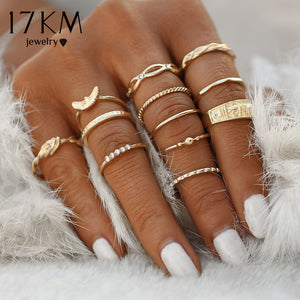 Gold Color Midi Finger Ring Set for Women Vintage Boho Knuckle Party Rings Punk Jewelry Gift for Girl