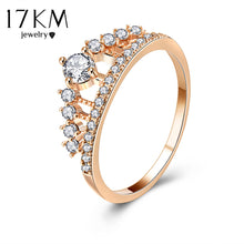 Cubic Zirconia Crown Rings For Women Fashion Rose Gold Color Crystal Ring Female Party Wedding