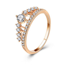 Cubic Zirconia Crown Rings For Women Fashion Rose Gold Color Crystal Ring Female Party Wedding