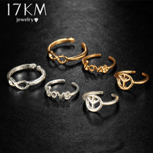 Infinity Peace Love Toe Ring Sets for Women Fashion Retro Hollow Adjustable Rings Anillos Beach Foot Jewelry