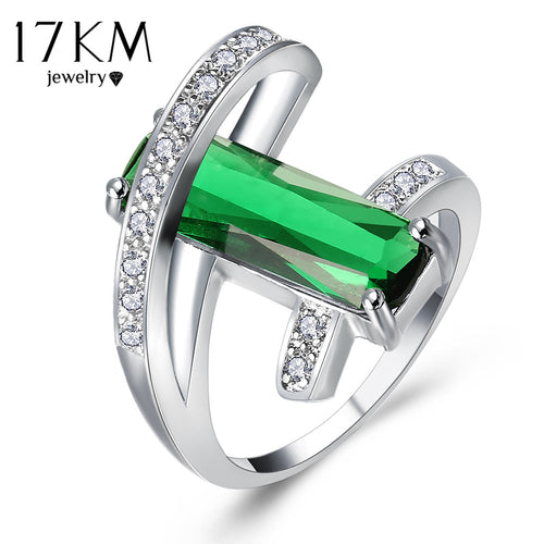 Design Hollow Crystal Rings For Wedding Women Green Red Ring Anillos Fashion