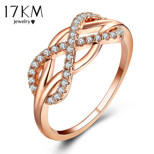 Cubic Zirconia Crystal Infinite Rings For Women 2017 Fashion Design Statement Rose Gold Sliver