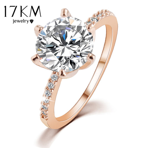 Christmas Gift Silver Color Rose Gold Color Crystal Ring Jewelry Wedding Rings For Women Accessory