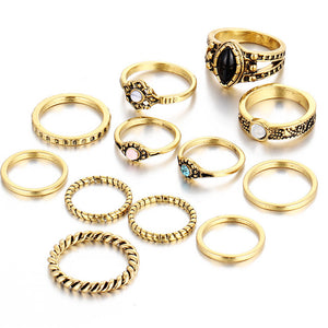 Design Vintage Punk Midi Rings Set Antique Gold Color Boho Female Charms Jewelry