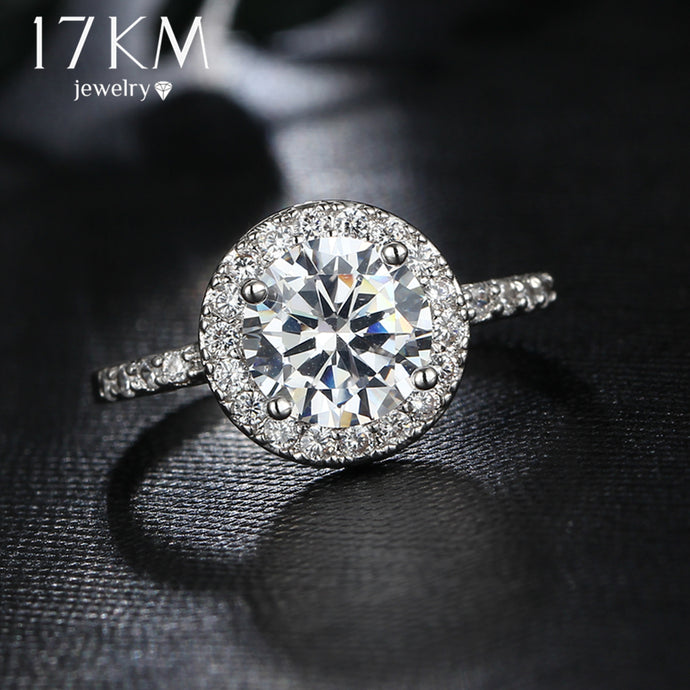 Big Round Cubic Zirconia Rings Fashion Wedding Jewelry Female Engagement Ring For Women Crystal Silver