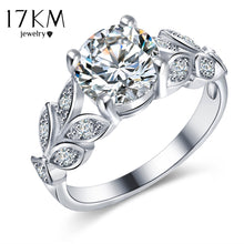 Silver Color Leaf Flower Wedding Rings For Women Lover Bijoux Anel Femme Engagement Ring Crystal